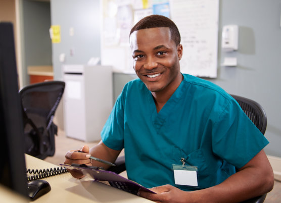 a medical staff at his office