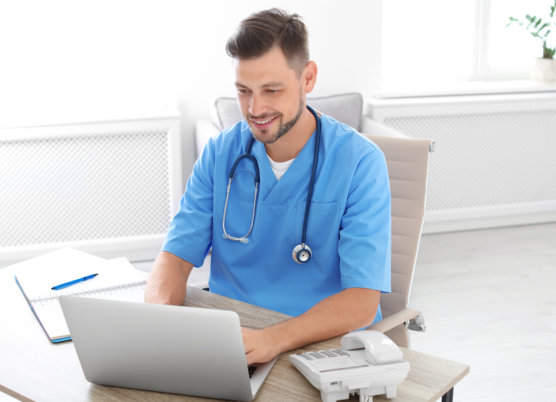 a medical staff at his office